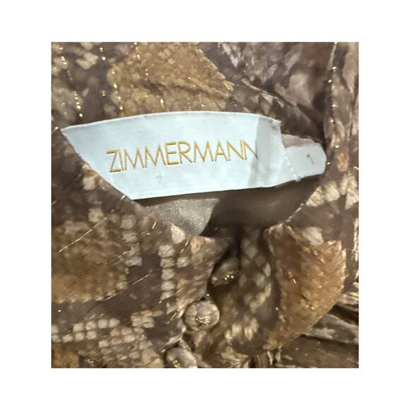 ZIMMERMANN Wild Botanica Smock Dress In Gold Python Size 6 - Picture 14 of 14